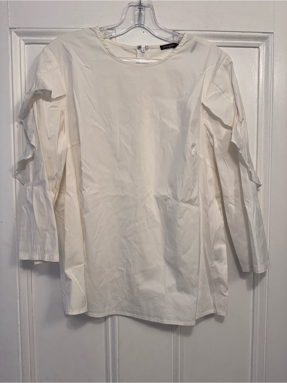 J. McLaughlin Cream Ruffle Sleeve Blouse